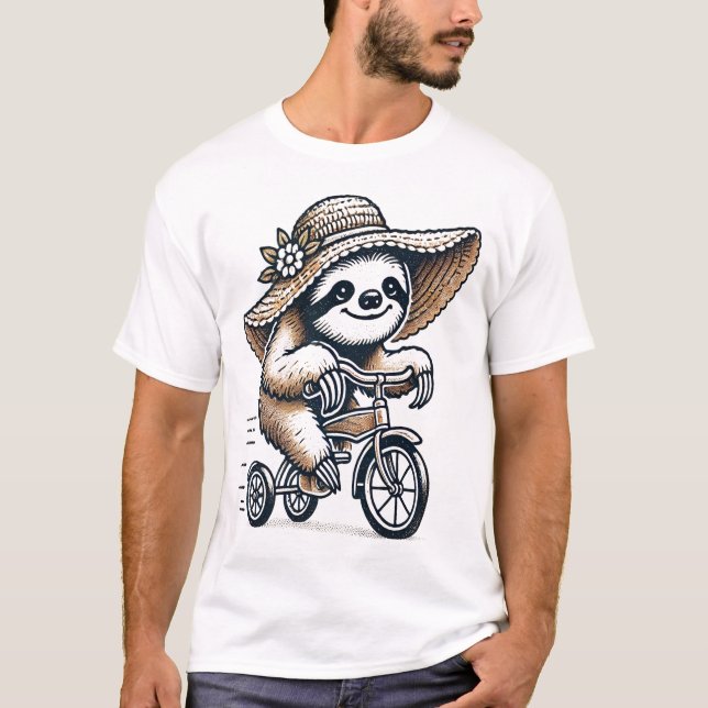 Sloth Riding Bike T-Shirt (Front)