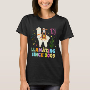 Sloth Riding Llama 11th Birthday Costume 11 Years T-Shirt