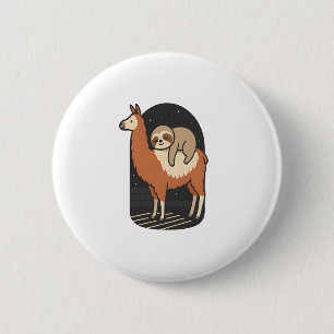 Sloth Riding Llama 6 Cm Round Badge