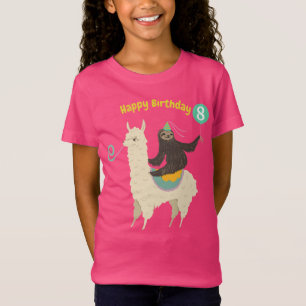 Sloth Riding Llama Birthday Custom T-Shirt