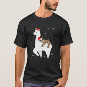 Sloth Riding Llama  Christmas Pajama Kids Girls Pr T-Shirt