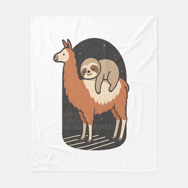 Sloth Riding Llama Fleece Blanket (Front)