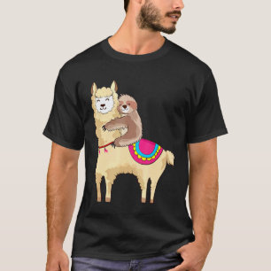 Sloth Riding Llama Hugging Animal Friends T-Shirt