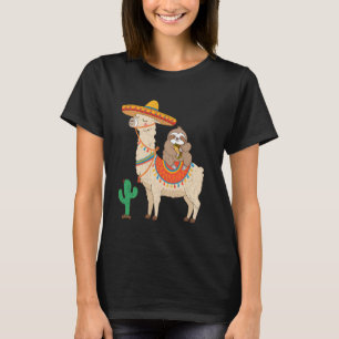 Sloth Riding Llama Mexican Sombero Fiesta Cinco De T-Shirt