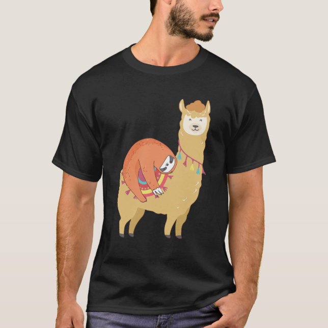 Sloth Riding llama T-Shirt (Front)