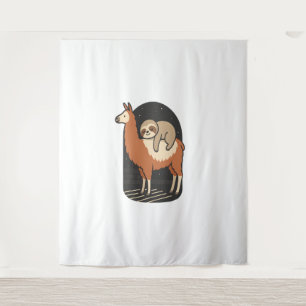 Sloth Riding Llama Tapestry
