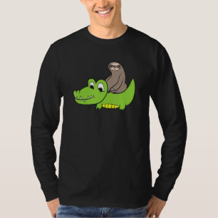 Sloth Riding On Alligator Kids Crocodile Alligator T-Shirt