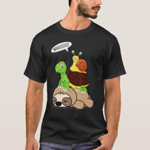 Sloth Riding Turtle Snail Cute Animal Lover Kids M T-Shirt