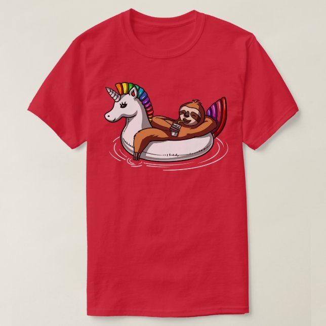 Sloth Riding Unicorn Float T-Shirt (Design Front)