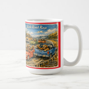 Sloth Road Rage – Rockwell‑Inspired Watercolor Car Coffee Mug