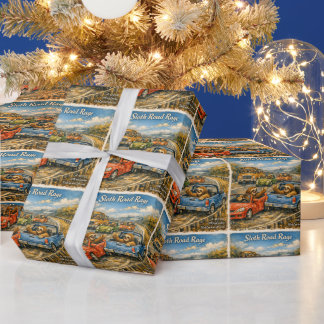 Sloth Road Rage – Rockwell‑Inspired Watercolor Car Wrapping Paper