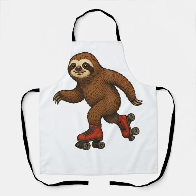 Sloth Roller Skates Skating T-Shirt Apron (Front)