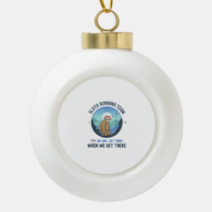 Sloth Running Shirt T-Shirt Ceramic Ball Christmas Ornament