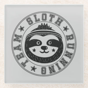 Sloth Running Team Glass Coaster