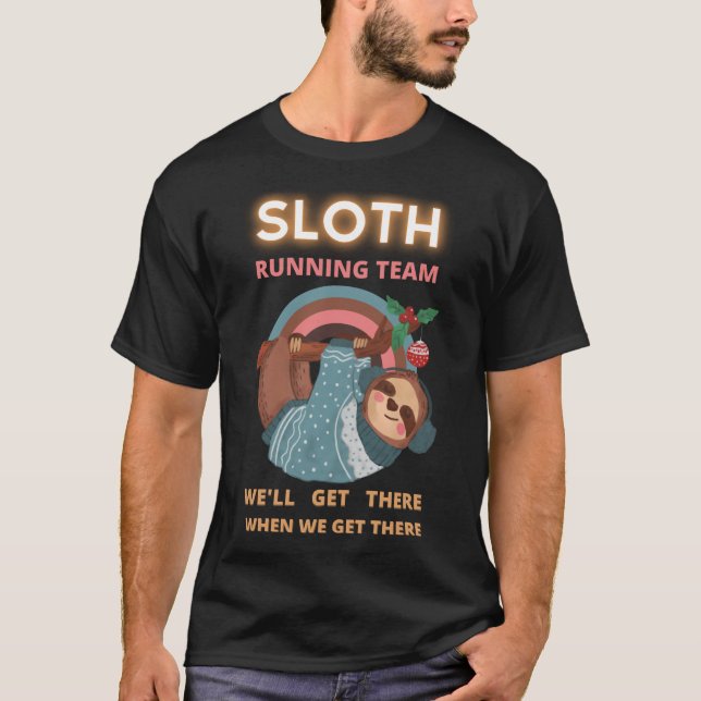 Sloth Running Team T Shirt Short Sleeve I Hate Peo (Front)