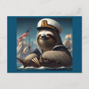 Sloth Sailor Postcard