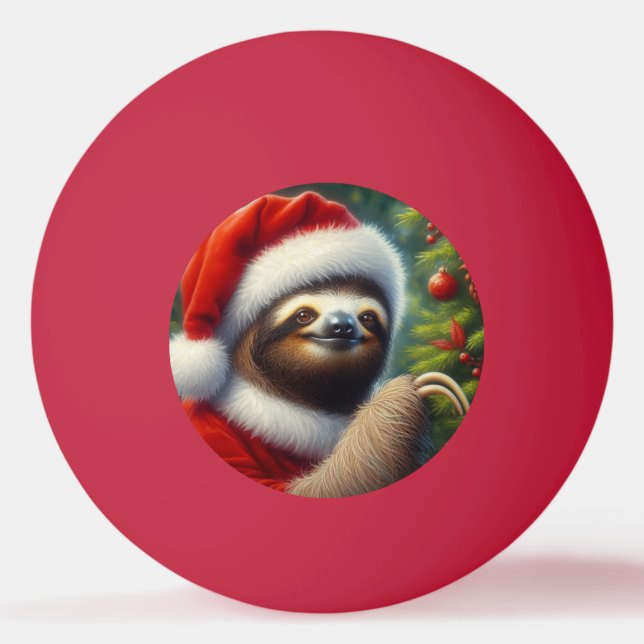 Sloth Santa Claus Ping Pong Ball (Front)