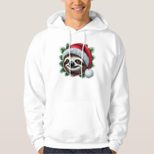 Sloth santa hat christmas cut slothmas xmas design hoodie