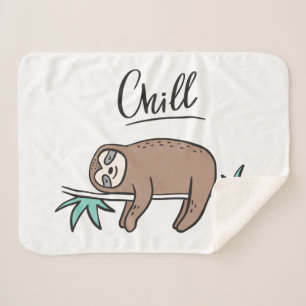 Sloth Says Chill Sherpa Blanket