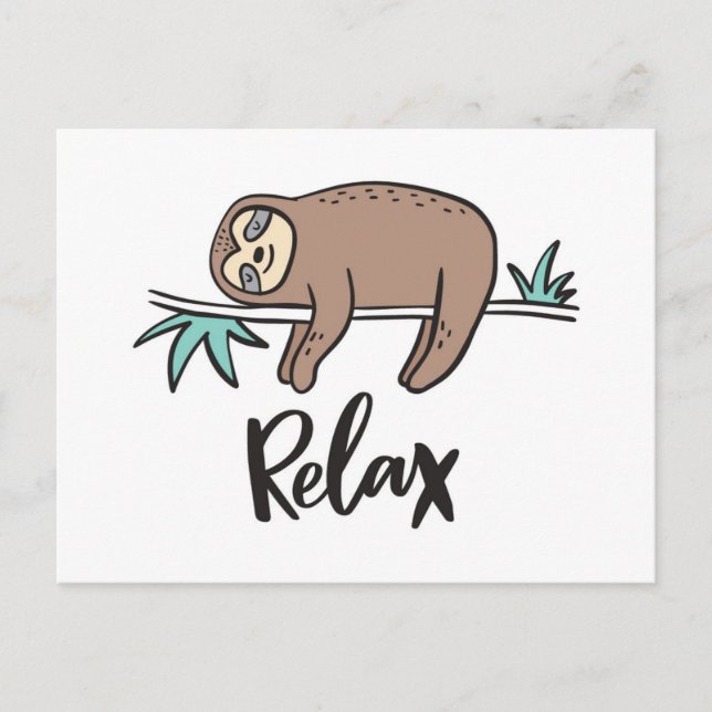 Sloth Says Relax Postcard (Front)