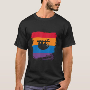 Sloth Shadow Silhouette With Colourful Flag T-Shirt