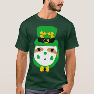 Sloth Shamrock Leprechaun Hat Bow Tie St Day T-Shirt