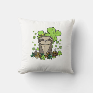 Sloth Shamrock Plaid Leopard St Patricks Day Men W Cushion