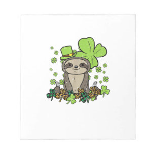 Sloth Shamrock Plaid Leopard St Patricks Day Men W Notepad