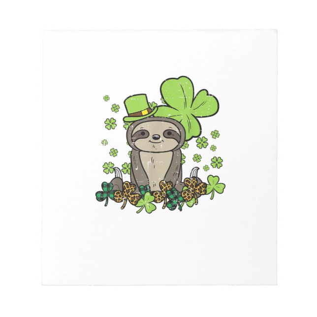 Sloth Shamrock Plaid Leopard St Patricks Day Men W Notepad (Front)