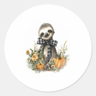 Sloth Shirt Animals Autumn Pumpkin Classic Round Sticker