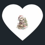Sloth Shirt Christmas Santa Hat Heart Sticker<br><div class="desc">Sloth Shirt Christmas Santa Hat</div>