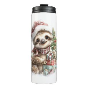 Sloth Shirt Christmas Santa Hat Thermal Tumbler