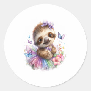 Sloth Shirt Safari Rainbow Summer Classic Round Sticker