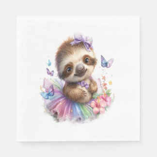 Sloth Shirt Safari Rainbow Summer Napkin