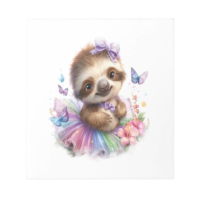 Sloth Shirt Safari Rainbow Summer Notepad (Front)