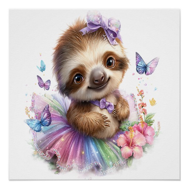 Sloth Shirt Safari Rainbow Summer Poster (Front)