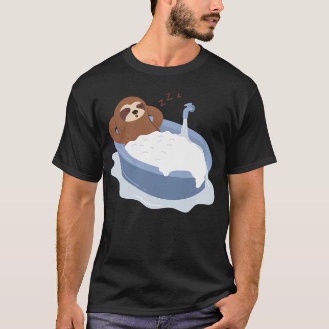 Sloth Shower Sleeping Cute Tired Lazy Sloth T-Shirt (Front)