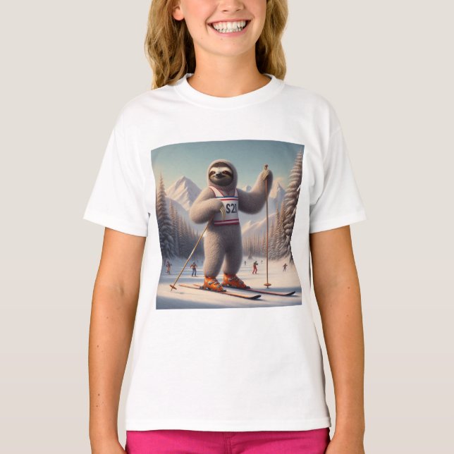 Sloth Skiing T-Shirt (Front)
