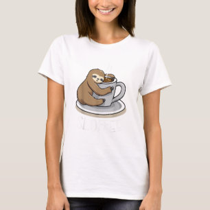 Sloth Sleep at Cup of Coffee Funny Sloth Sloffee T T-Shirt