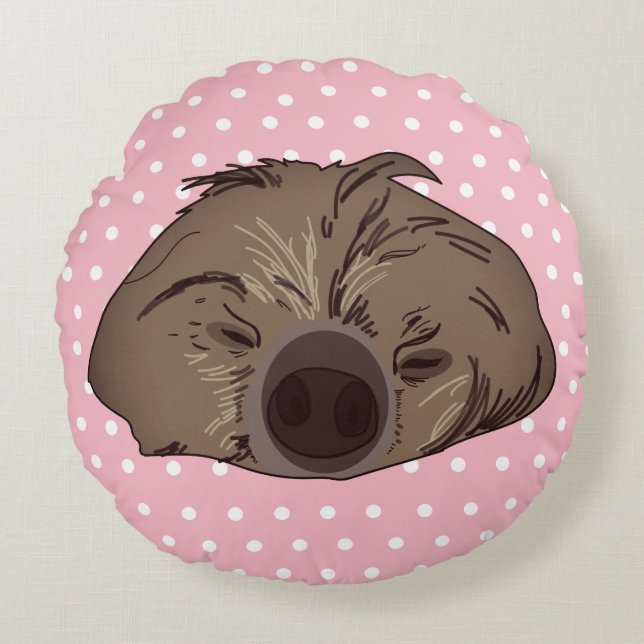 Sloth Sleep Cute Round Pillow (Front)