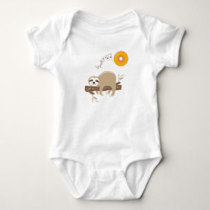Sloth Sleeping on Music Vinyl Record Sun Baby Bodysuit