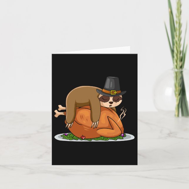 Sloth Sleeping Turkey Thanksgiving Day Funny Fall  Card (Front)