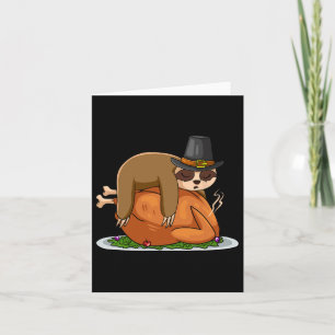 Sloth Sleeping Turkey Thanksgiving Day Funny Fall  Card