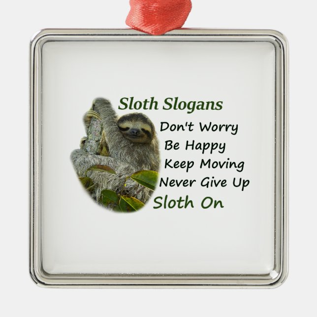 Sloth Slogans - Sloth On Metal Tree Decoration (Front)