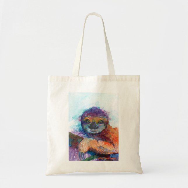 Sloth smile - watercolor tote bag (Front)