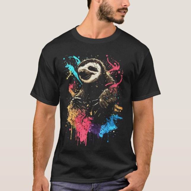 Sloth Splash Vintage Sloth Sleep Animal T-Shirt (Front)