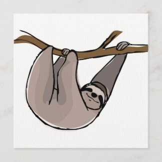 Sloth Square Greetings Card, Blank Card