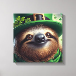 Sloth St Paddys Day Canvas Print