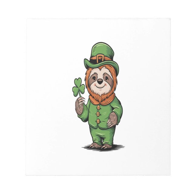 Sloth St Patrick's Day Irish Lucky Notepad (Front)