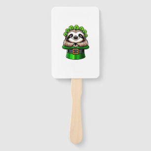 Sloth St Patricks Day Leprechaun Shamrock Irish Sl Hand Fan